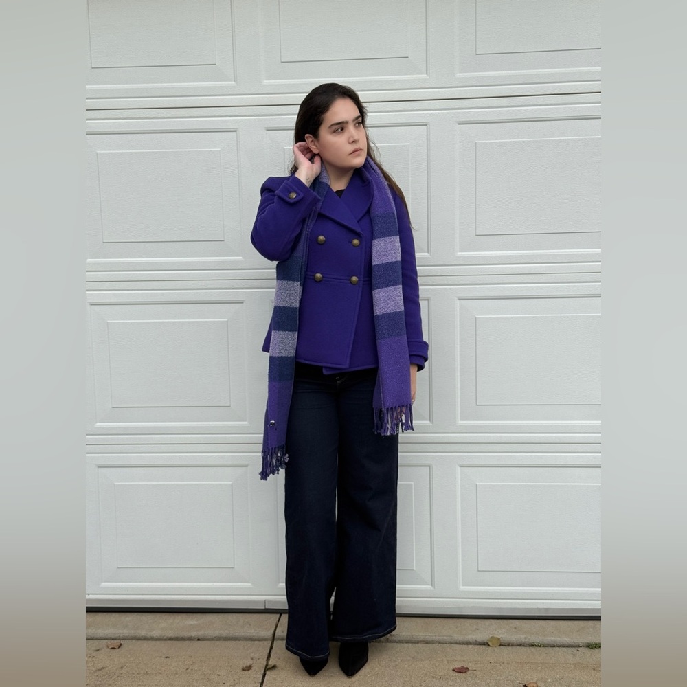 Talbots Purple Wool Blend Peacoat Double-Breasted